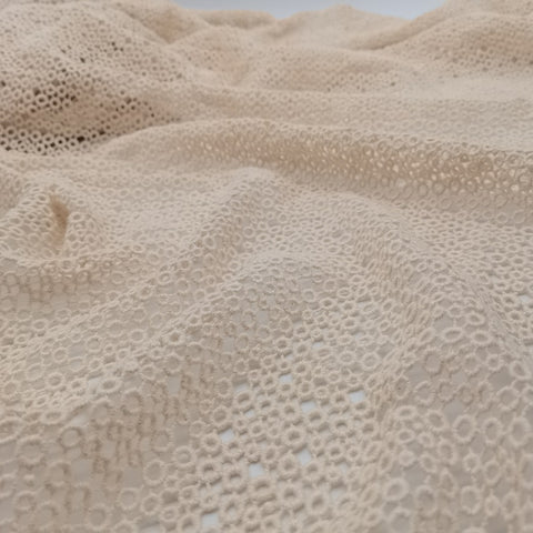 Small circle ivory lace, 100% Cotton beige color lace fabric, heavy weight geometric lace, high quality guipure cream antique lace fabric