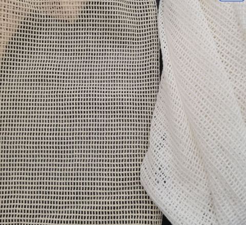 100% Cotton mesh fabric, white organic cotton netting mesh fabric, recycled grocery mesh bag, small squares cotton mesh for food Storage bag
