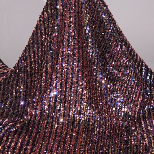 Rainbow Sequin Fabric, Black Mesh Embroidery Multi Color Sequin Fabric By the Yard, Dance Dress Sequin Fabric, Glitters Sequin Fabric