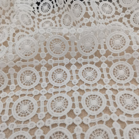 67cm geometric lace dress fabric,polyester circle guipure lace fabric, white Venice lace fabric