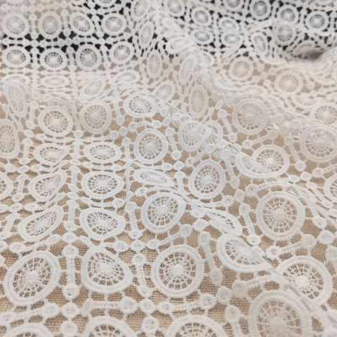 67cm geometric lace dress fabric,polyester circle guipure lace fabric, white Venice lace fabric