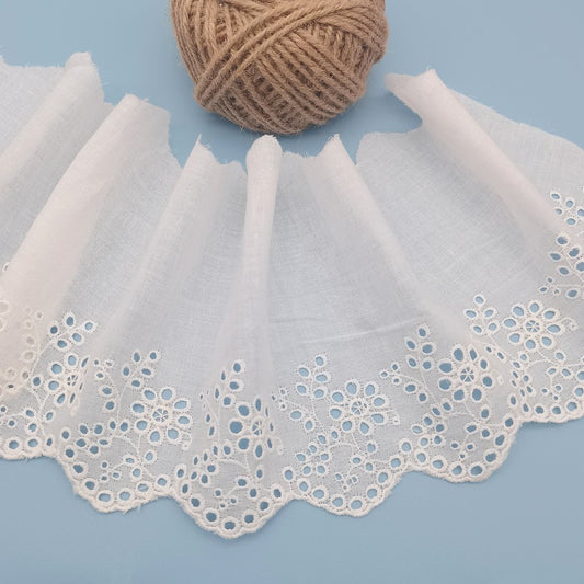 17cm embroidery cotton lace trim, eyelet embroidery lace trim