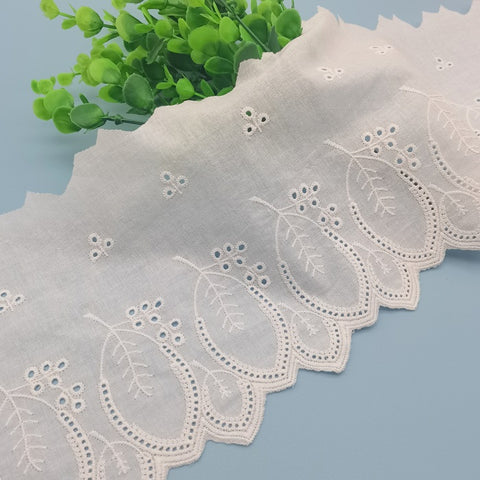 18cm/7.08" Scallop cotton lace trim with leaves, embroidery leaves lace trim, lace supplies 18cm/7.08" Scallop cotton lace trim with leaves, embroidery leaves lace trim, lace supplies