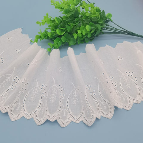 18cm/7.08" Scallop cotton lace trim with leaves, embroidery leaves lace trim, lace supplies 18cm/7.08" Scallop cotton lace trim with leaves, embroidery leaves lace trim, lace supplies