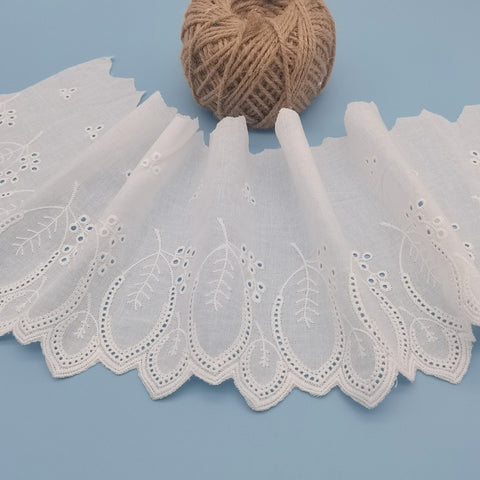 18cm/7.08" Scallop cotton lace trim with leaves, embroidery leaves lace trim, lace supplies 18cm/7.08" Scallop cotton lace trim with leaves, embroidery leaves lace trim, lace supplies