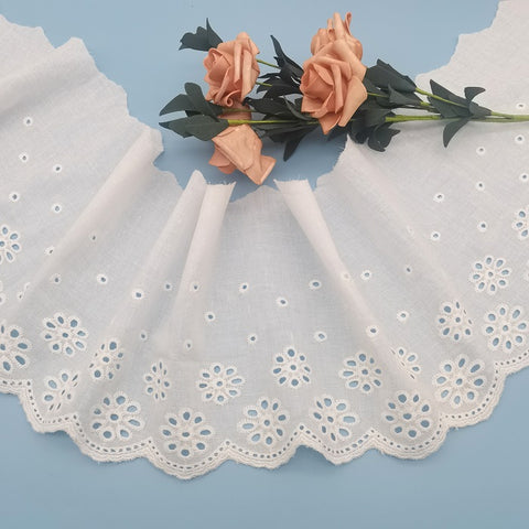 18cm/7" White Cotton Lace trim, embroidered eyelet lace trim 18cm/7" White Cotton Lace trim, embroidered eyelet lace trim
