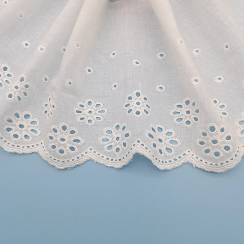 18cm/7" White Cotton Lace trim, embroidered eyelet lace trim 18cm/7" White Cotton Lace trim, embroidered eyelet lace trim