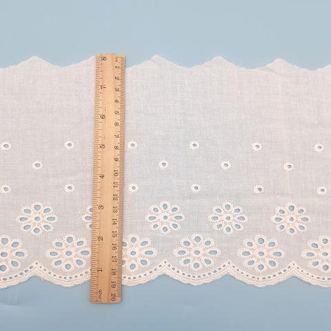 18cm/7" White Cotton Lace trim, embroidered eyelet lace trim 18cm/7" White Cotton Lace trim, embroidered eyelet lace trim