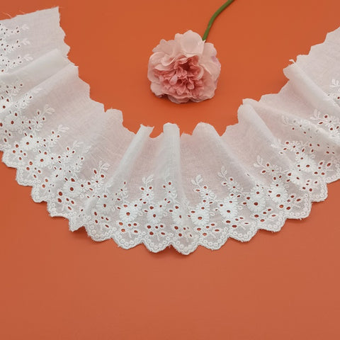 11.5cm/4.5" embroidery cotton eyelet lace trimming, cotton lace trim with floral, cotton scalloped lace trim 11.5cm/4.5" embroidery cotton eyelet lace trimming, cotton lace trim with floral, cotton scalloped lace trim