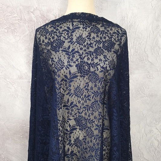 Navy Blue Lace Fabric, polyester dress lace fabric, flower lace fabric for dress