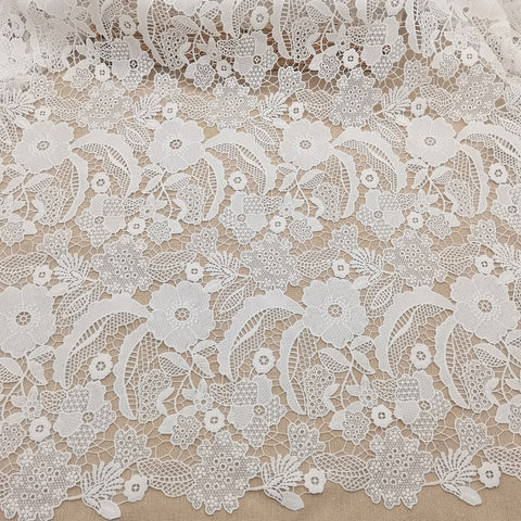 White Guipure Embroidery Lace, Lace Polyester Fabric, Bridal Lace by Yard, Wholesale Dress Lace, Venice Lace