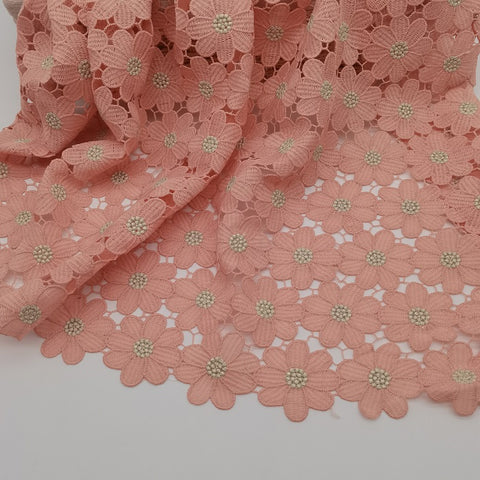 Pink flower guipure dress lace, 70cm thick chemical lace with floral