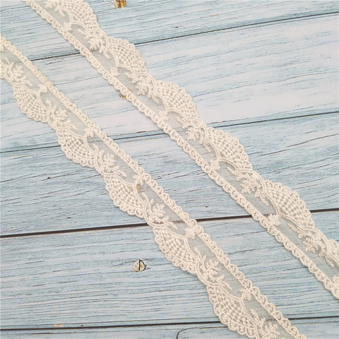 Cotton mesh embroidery lace trim white dress border lace fabric trim Cotton mesh embroidery lace trim white dress border lace fabric trim