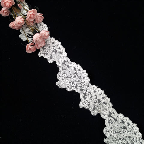 Cotton mesh embroidery lace trim white dress border lace fabric trim Cotton mesh embroidery lace trim white dress border lace fabric trim