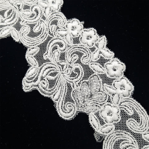 Cotton mesh embroidery lace trim white dress border lace fabric trim Cotton mesh embroidery lace trim white dress border lace fabric trim