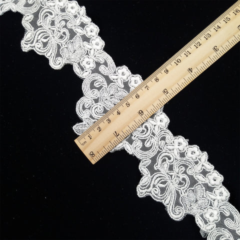 Cotton mesh embroidery lace trim white dress border lace fabric trim Cotton mesh embroidery lace trim white dress border lace fabric trim