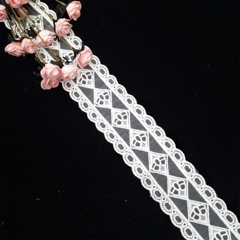 Cotton mesh embroidery lace trim white dress border lace fabric trim Cotton mesh embroidery lace trim white dress border lace fabric trim
