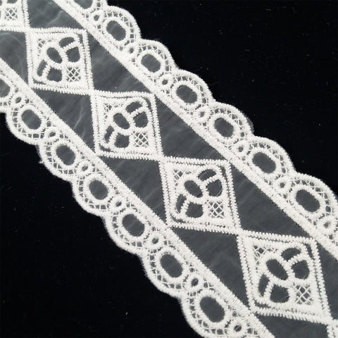 Cotton mesh embroidery lace trim white dress border lace fabric trim Cotton mesh embroidery lace trim white dress border lace fabric trim