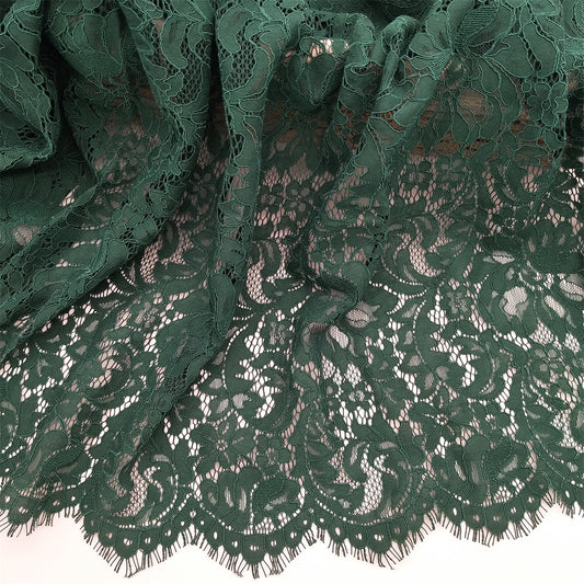 Green Eyelash Lace High Quality Chantilly Bridal Lace Fabric